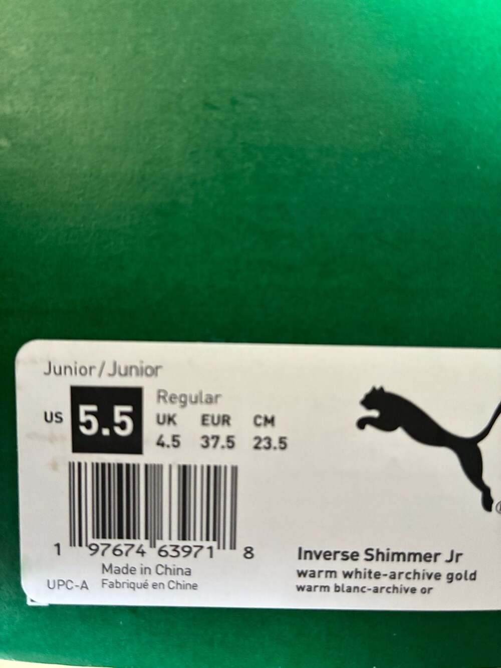 Puma Inverse Shimmer Sneakers Warm White/Archive Gold-Brand new-size 5.5 womens - Picture 6 of 7